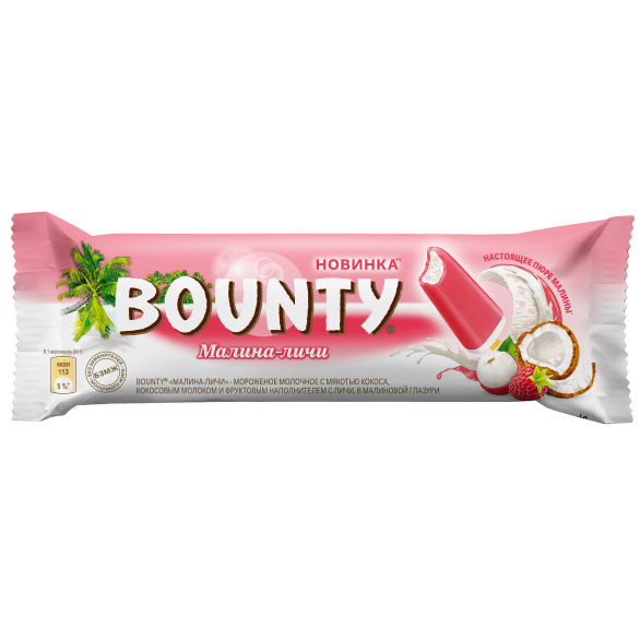 "BOUNTY" мороженое молочное малина-личи
